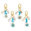 8Pcs 4 Styles Synthetic Turquoise Chip Bead and Shell Pendant Decorations HJEW-GO00212-1