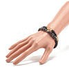 2Pcs 2 Style Coconut & Natural Larvikite & Watermelon Stone Glass Stretch Bracelets Set BJEW-JB07832-3