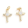 Brass Micro Pave Cubic Zirconia Tiny Cross Charms LS-ZIRC-G165-03G-2