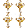 4Pcs Floral Cross Zinc Alloy Rhinestone Lapel Pin Backs for Backpack Clothes JEWB-FH0002-32G-1
