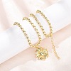 Brass Flower Pendant Ball Chain Necklaces NJEW-D348-01G-1