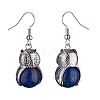 Natural Dyed Lapis Lazuli Owl Dangle Earrings EJEW-A092-08P-02-3