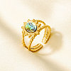 304 Stainless Steel with Natural Shell Cuff Open Rings for Women LD3534-4-1