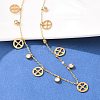 Saint Patrick's Day 304 Stainless Steel Crystal Rhinestone Flat Round and Clover Tassel Bib Necklaces for Women NJEW-A064-01G-1