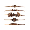 5Pcs 5 Styles Natural Tiger Eye Braided Bead Bracelets BJEW-JB11681-02-2