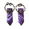 Dyed Natural Purple Banded Agate & Amethyst Sword Shape Big Pendants G-Q350-07L-1