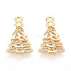 Brass Micro Pave Clear Cubic Zirconia Pendants KK-T077-45G-1
