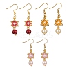 Star & Round Glass Seed Braided Dangle Earrings EJEW-MZ00106-1