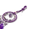 Natural Amethyst Woven Web/Net with Feather Pendant Decorations PW-WG69741-01-3
