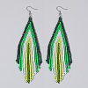 Handmade Glass Seed Beads Tassel Dangle Earrings EN2812-7-1