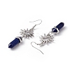 Natural Lapis Lazuli Bullet with Sun Dangle Earrings EJEW-I276-01P-14-4