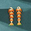 Fish Brass Micro Pave Cubic Zirconia Dangle Stud Earrings EJEW-C174-05G-02-2