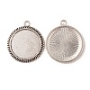 Tibetan Style Alloy Flat Round Pendant Cabochon Settings X-TIBEP-M022-54AS-2