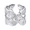 Non-Tarnish 304 Stainless Steel Ginkgo Leaf Wrap Open Cuff Ring RJEW-T023-28P-1