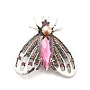 Colorful Rhinestone Moth Brooch with Imitation Pearl Beaded JEWB-P014-05AS-1