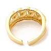 Rack Plating Brass Curb Chains Shape Open Cuff Ring with Cubic Zirconia RJEW-R138-01G-2
