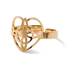Heart with Sailor's Knot 304 Stainless Steel Open Cuff Ring for Women RJEW-E073-01G-3