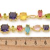 Brass Micro Pave Colorful Cubic Zirconia Link Chain Necklaces NJEW-M089-01G-3