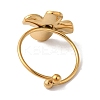 Ion Plating(IP) 304 Stainless Steel Flower Open Cuff Rings for Women RJEW-M167-09B-G-3