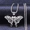 Hollow Out Butterfly 201 Stainless Steel Pendant Necklaces for Men Women NJEW-K283-24P-1