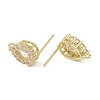 Teardrop Brass Micro Pave Clear Cubic Zirconia Stud Earring Findings LS-KK-C107-13G-2