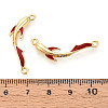Brass Micro Pave Clear Cubic Zirconia and FireBrick Enamel Connector Charms KK-T074-68G-3