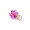 8Pcs 8 Color Flower Glass Seed Beaded Charms PALLOY-JF02004-01-4