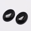 Oval Natural Black Agate Cabochons G-K020-14x10mm-01-1