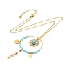 Boho Plasic Bead & 304 Stainless Steel Flower & leaf Pendant Cable Chain Necklaces for Women NJEW-A032-07G-02-2