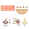  12Pcs 6 Style Brass Micro Pave Clear Cubic Zirconia Charms KK-NB0001-44-2