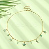 Natural Agate Round & Alloy Enamel Star Charms Bib Necklace with 304 Stainless Steel Chains NJEW-JN04404-02-5
