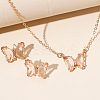 Butterfly Acrylic Rhinestone with Iron Pendant Necklaces & Stud Earrings Sets for Women WGFFCAF-06-1
