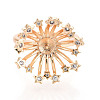 Star Brass Micro Pave Clear Cubic Zirconia Adjustable Ring Settings KK-T076-22G-2