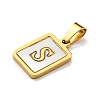 PVD Vacuum Plating 304 Stainless Steel Pave Natural White Shell Pendants STAS-S130-03G-S-2