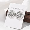 304 Stainless Steel Shell Shaped Studs Earrings for Women EJEW-K306-23P-3