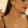 Brass Enamel Flower Pendant Necklaces & Stud Earrings Sets for Women FS-WG71802-01-2