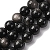 Natural Silver Sheen Obsidian Beads Strands G-F808-C01-14mm-2