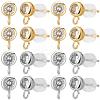 8 Pairs 2 Colors Brass Micro Pave Clear Cubic Zirconia Stud Earring Findings ZIRC-BBC0003-17-1