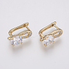 Brass Micro Pave Cubic Zirconia Hoop Earring Findings with Latch Back Closure ZIRC-K075-36G-1