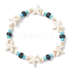 Synthetic Turquoise & Natural Lava Rock Beads Stretch Bracelets for Men Women BJEW-JB11988-04-2