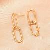 Oval 316 Stainless Steel Dangle Stud Earrings EJEW-D339-04G-2