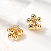 Flower Brass Micro Pave Clear Cubic Zirconia Stud Earrings EJEW-B148-01G-3