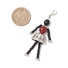 4Pcs Glass & Alloy & Gemstone Human Pendant Decoration HJEW-TA00361-3