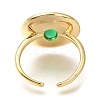 Rack Plating Flat Round Brass Glass Open Cuff Rings for Women RJEW-M022-24G-3