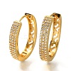 Brass Cubic Zirconia Hoop Earrings EJEW-M048-05G-4