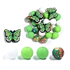 25Pcs Butterfly & Round Silicone Focal Beads SIL-L005-02C-1