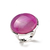 Natural Banded Agate Round Adjustable Rings RJEW-K371-09S-20-2