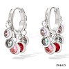 304 Stainless Steel Cubic Zirconia Flat Round Tassel Chandelier Earrings FS-WG9F9FA-02-1