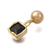 Brass Micro Pave Cubic Zirconia Square Charms KK-D500-01G-2