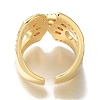 Rack Plating Shoelace Shape Brass Clear Cubic Zirconia Wide Open Cuff Rings RJEW-S411-14G-3